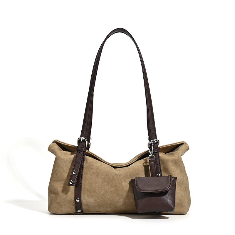 Women's Retro Suede Pillow Large Capacity Commuter Women's Shoulder Bag