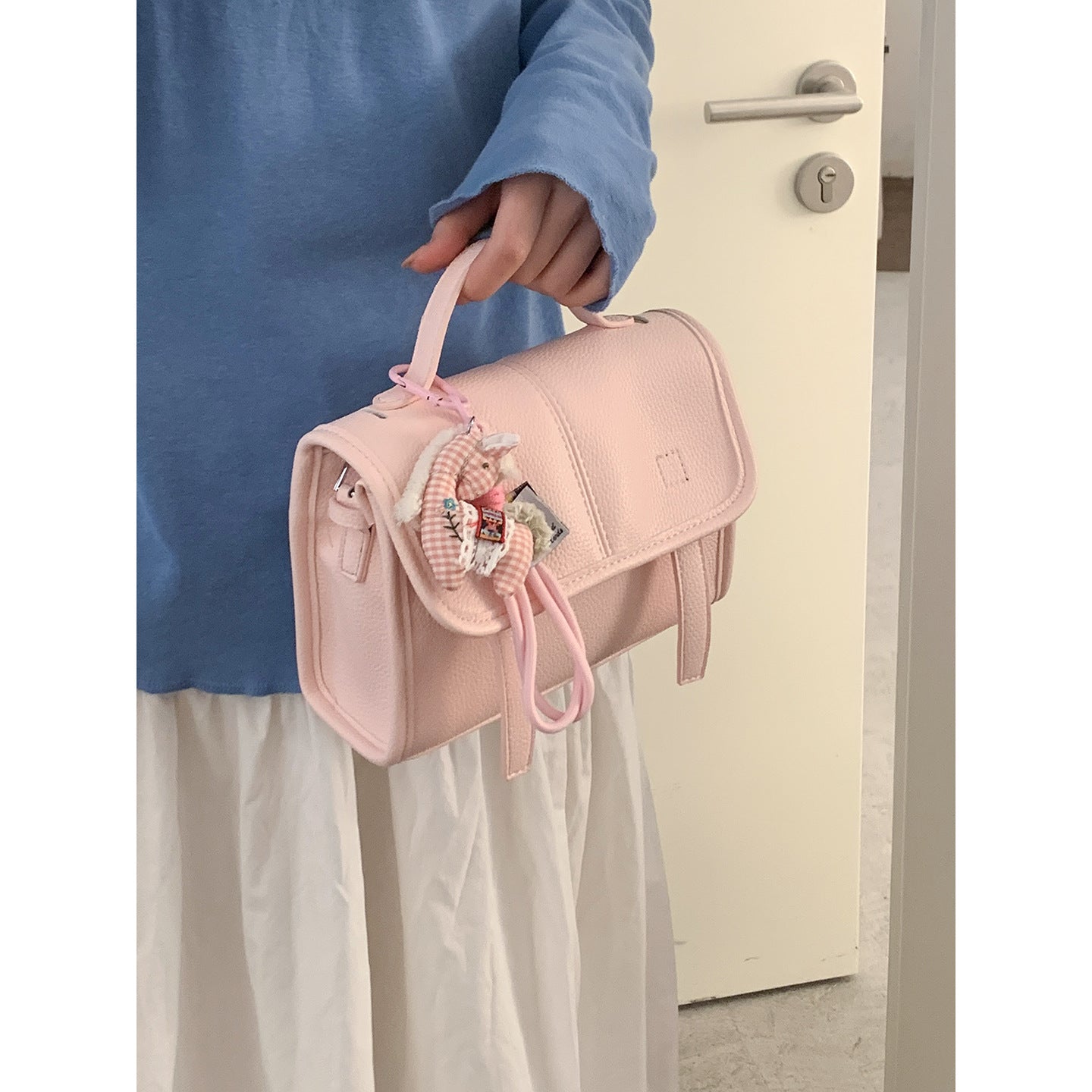 Women's Korean Style Fashion Carrying Simple Cambridge Small Square Bag