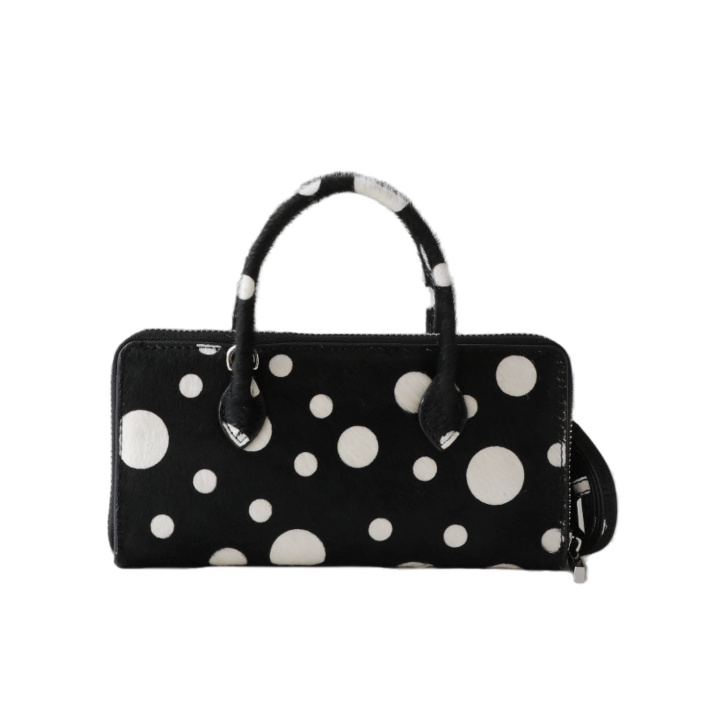 Women's High-grade Portable Horsehair Polka Dot Mobile Genuine Leather Small Square Bag