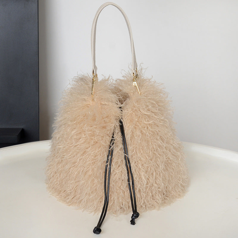 Women's Imitated Tibet Sheep Fur Fashion Simple Western Handbags