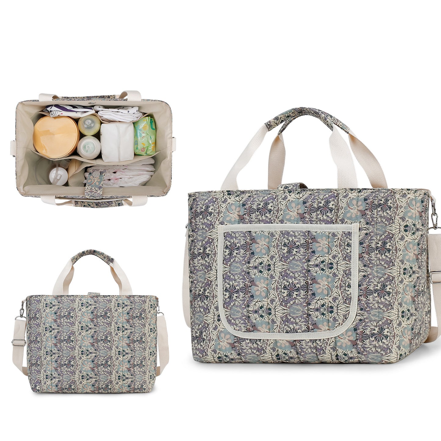 Floral Print Mom Outing Large Capacity Mummy Bag