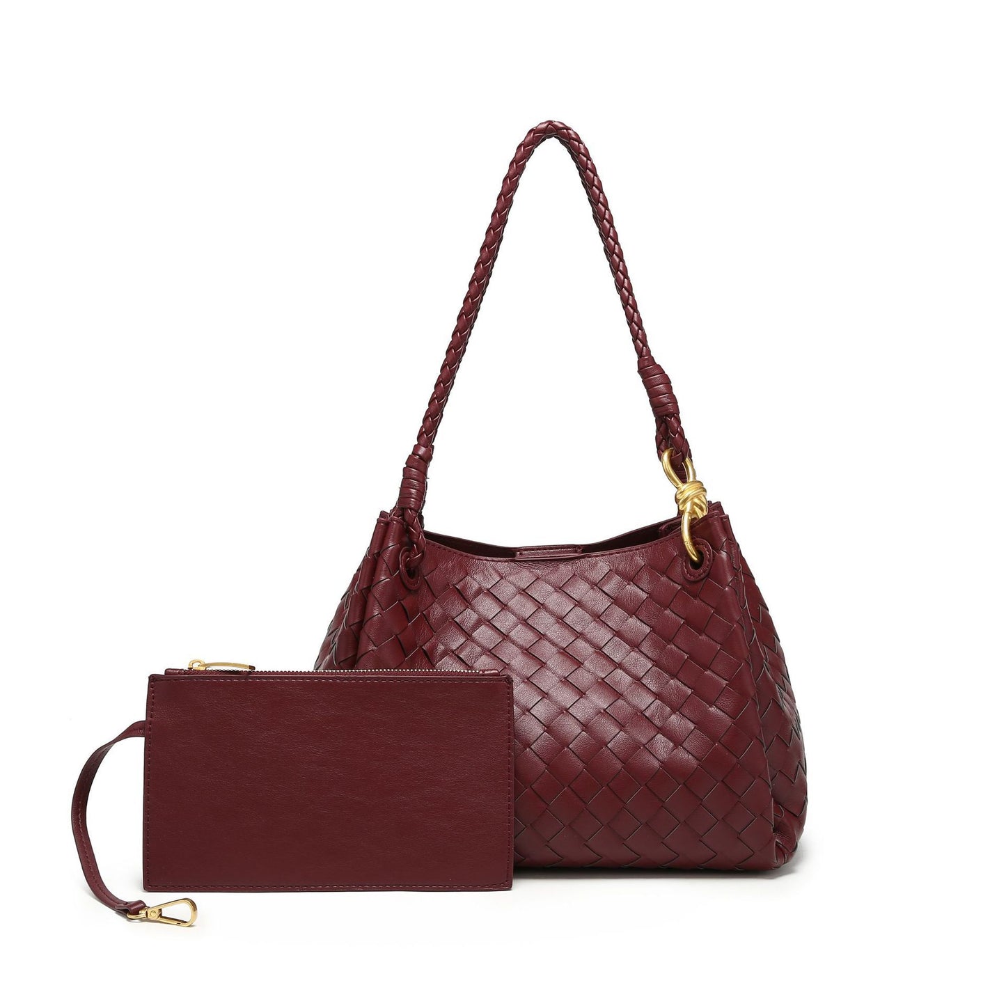 Women's Weave Plaid British Style Light Luxury Bucket Bags