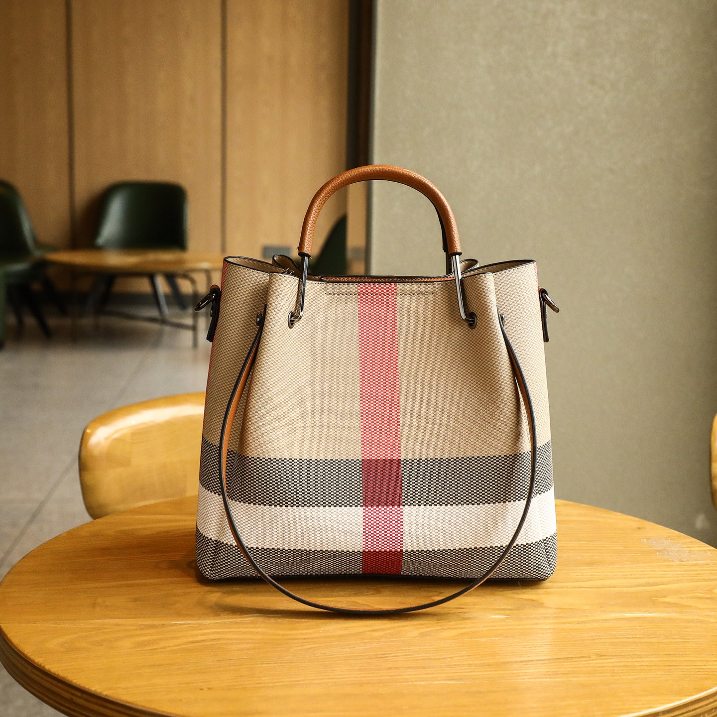 Women's High-grade Color Matching Large Capacity Totes Plaid Women's Shoulder Bag