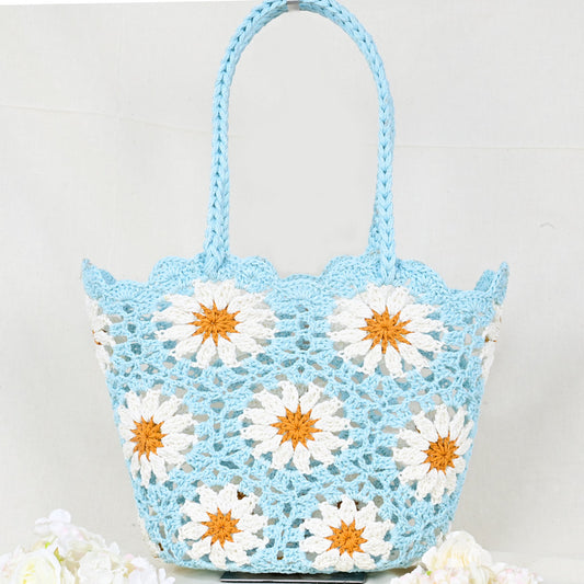 Women's Mini Oval Patchwork Hand-woven Crocheted Cotton Soft Women's Handbag