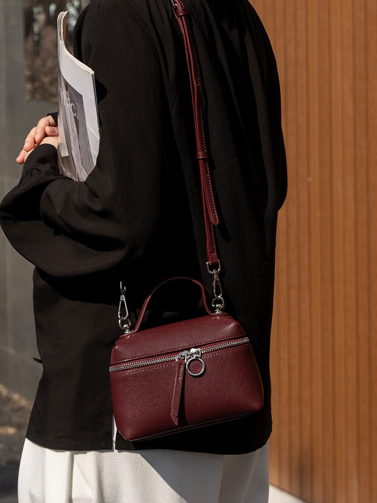 Vegetable Tanning Leather Box Female Niche Women's Messenger Bag