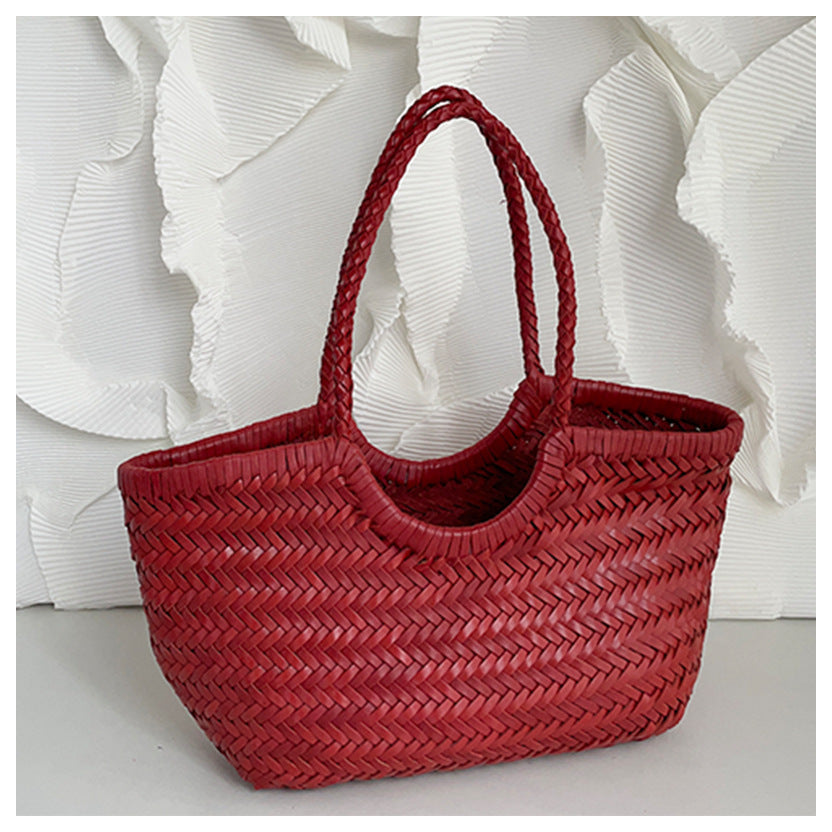 Women's Retro Woven Authentic Leather Weave Vegetable Women's Handbag