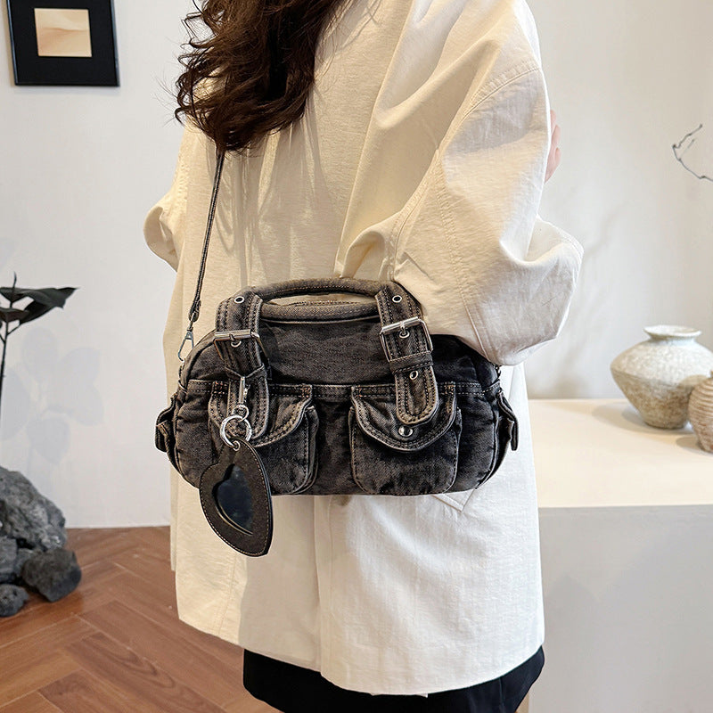 Women's Style Washed Denim Distressed Retro Design Bags