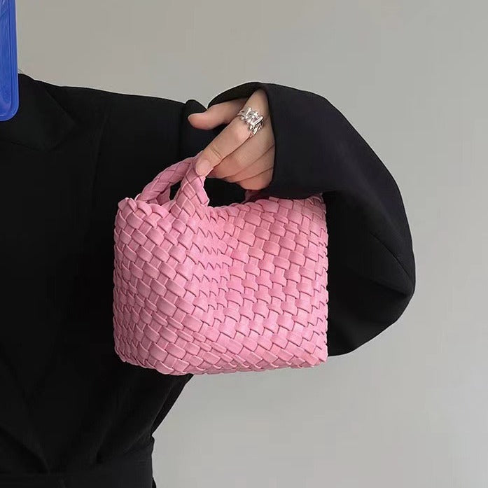 High-grade Woven Handmade Mini Portable Vegetable Basket Female Women's Shoulder Bag