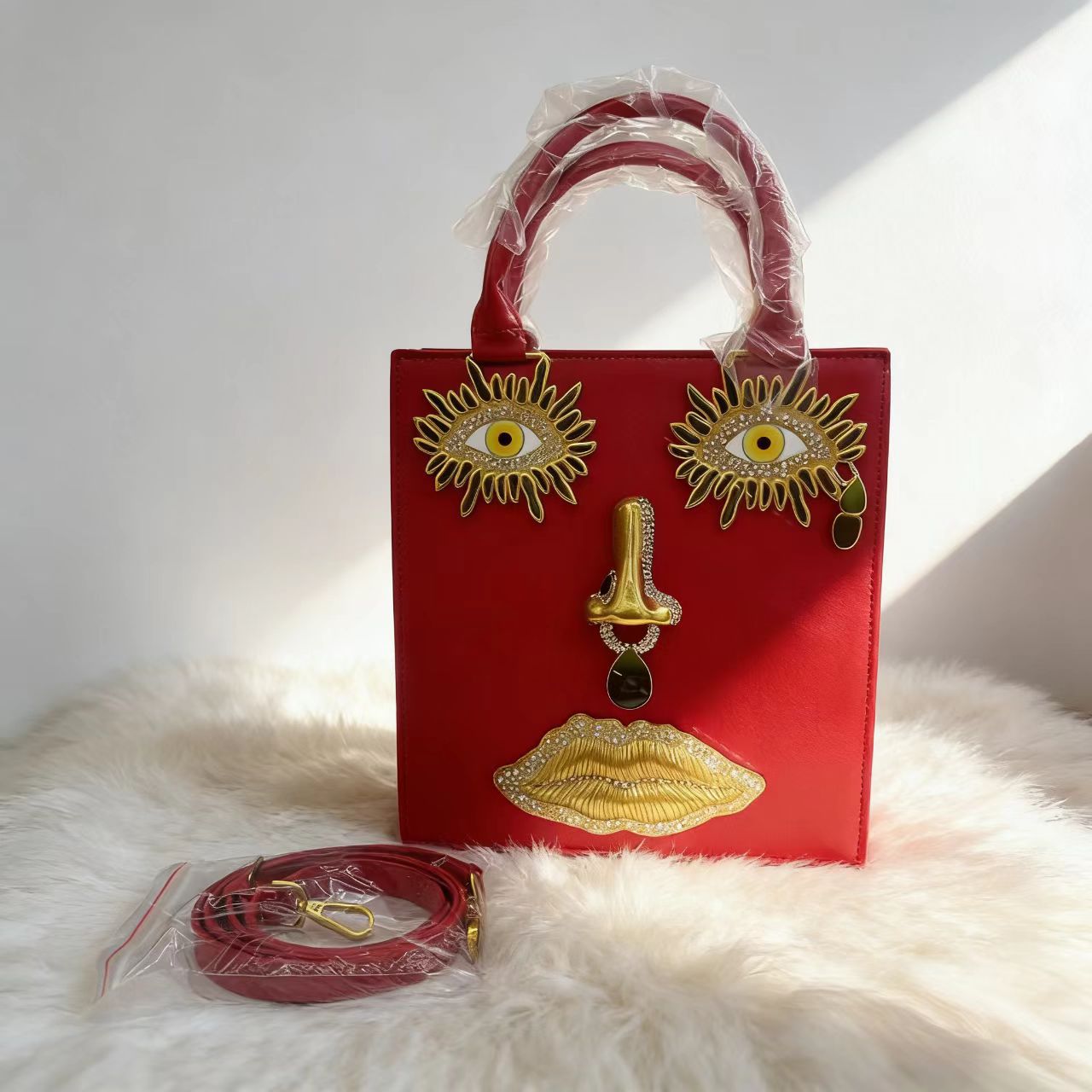 Women's Face Popular Sier Patent Leather Simple Handbags