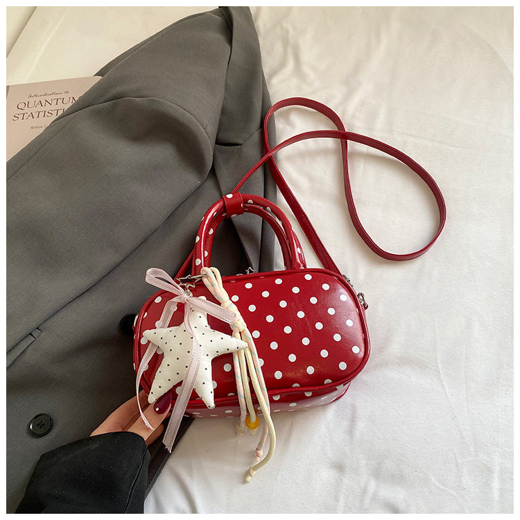 Korean Style Niche Sweet Bow Polka Dot Light Luxury Small Square Bag