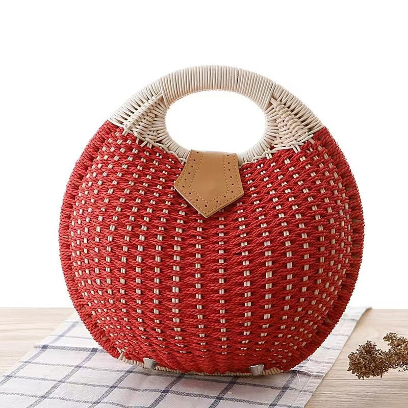 Women's Hair Fashion Shell Cute Personality Rattan Handbags