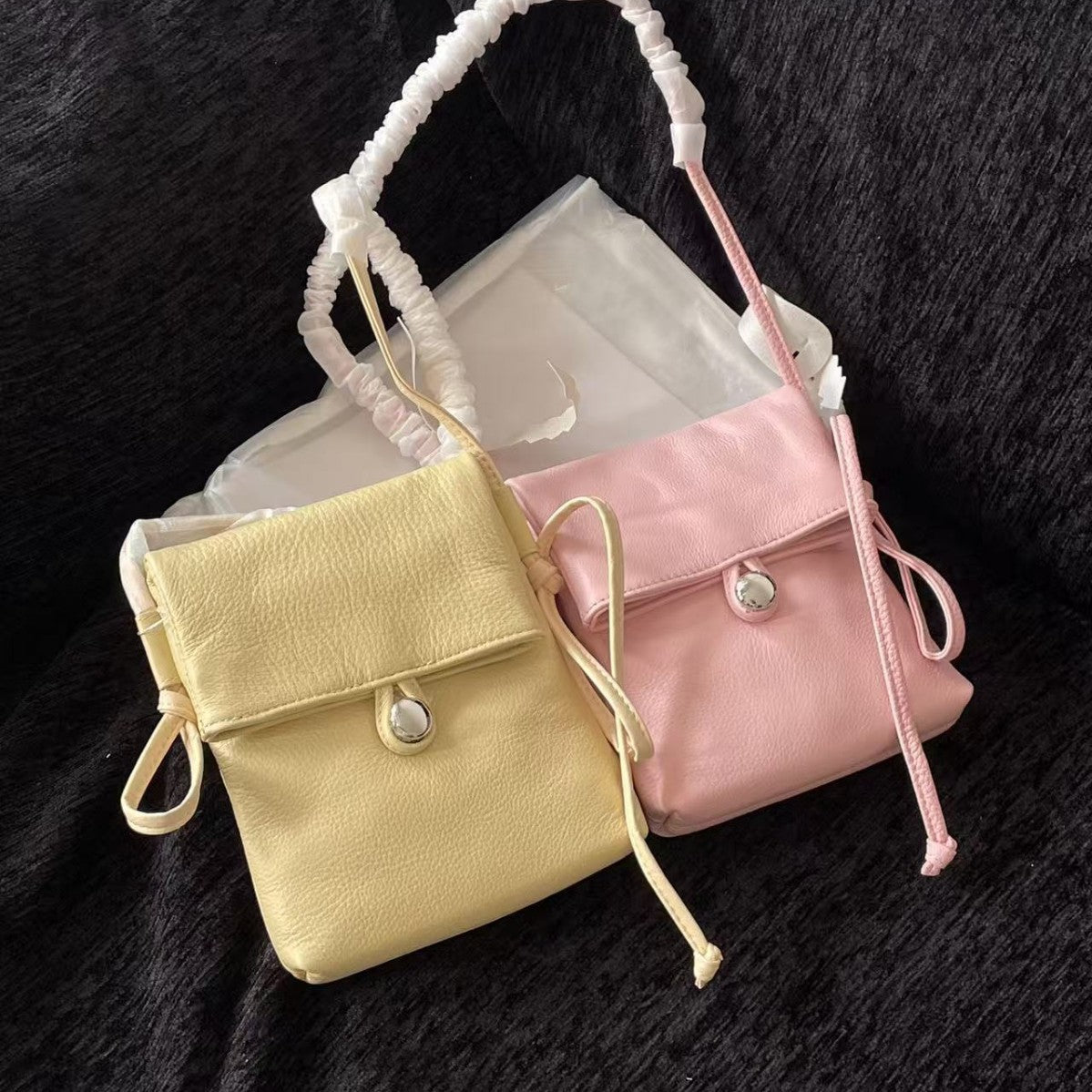 Korean Style Leather Button Minimalist Flip Bags