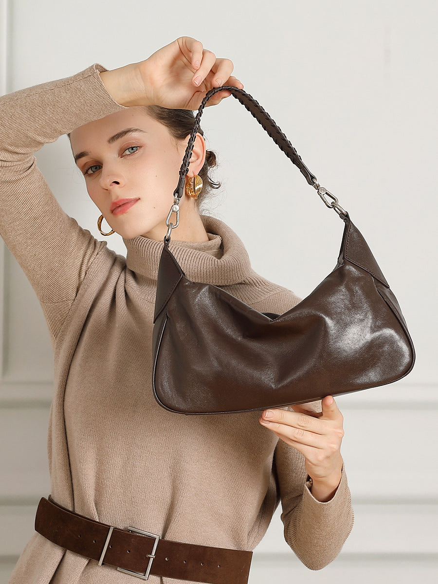 Women's Crystal Vegetable Tanned Cowhide Leather Versatile Bags