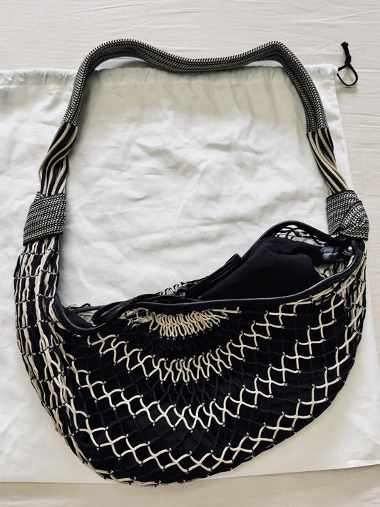 Durable Ding Fishnet Croissant Underarm Woven Women's Messenger Bag