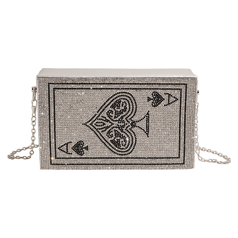 Women's Creative Playing Cards Box Rhinestone Versatile Bags