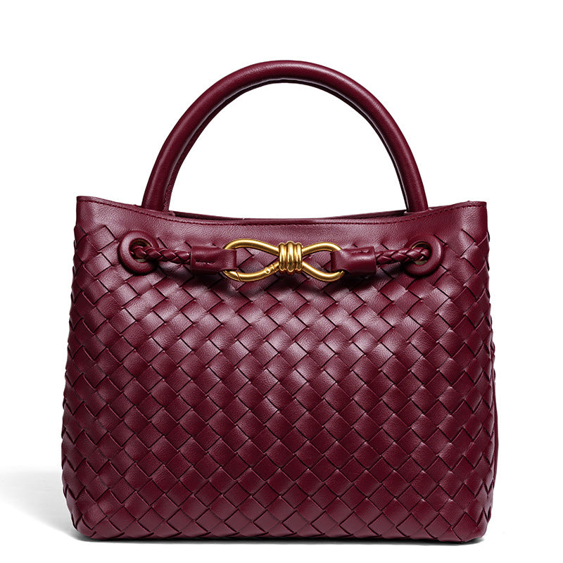 Women's Fashion Bow Metal Hand-woven Design Large Bags