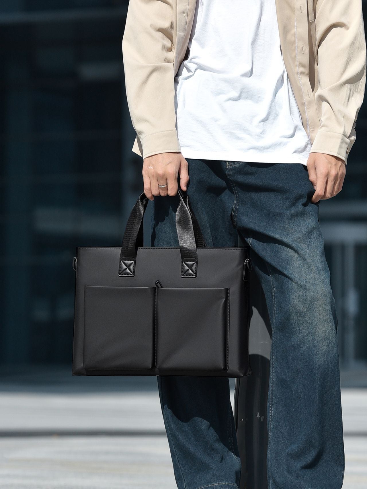 Men's Simple Business Office Commuter Computer Handbags