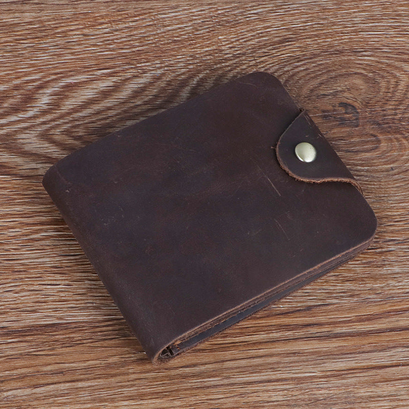 Men's Crazy Horse Leather Horizontal Short First Layer Cowhide Retro Men's Wallet