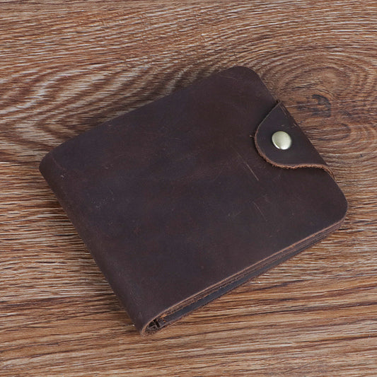 Men's Crazy Horse Leather Horizontal Short First Layer Cowhide Retro Men's Wallet