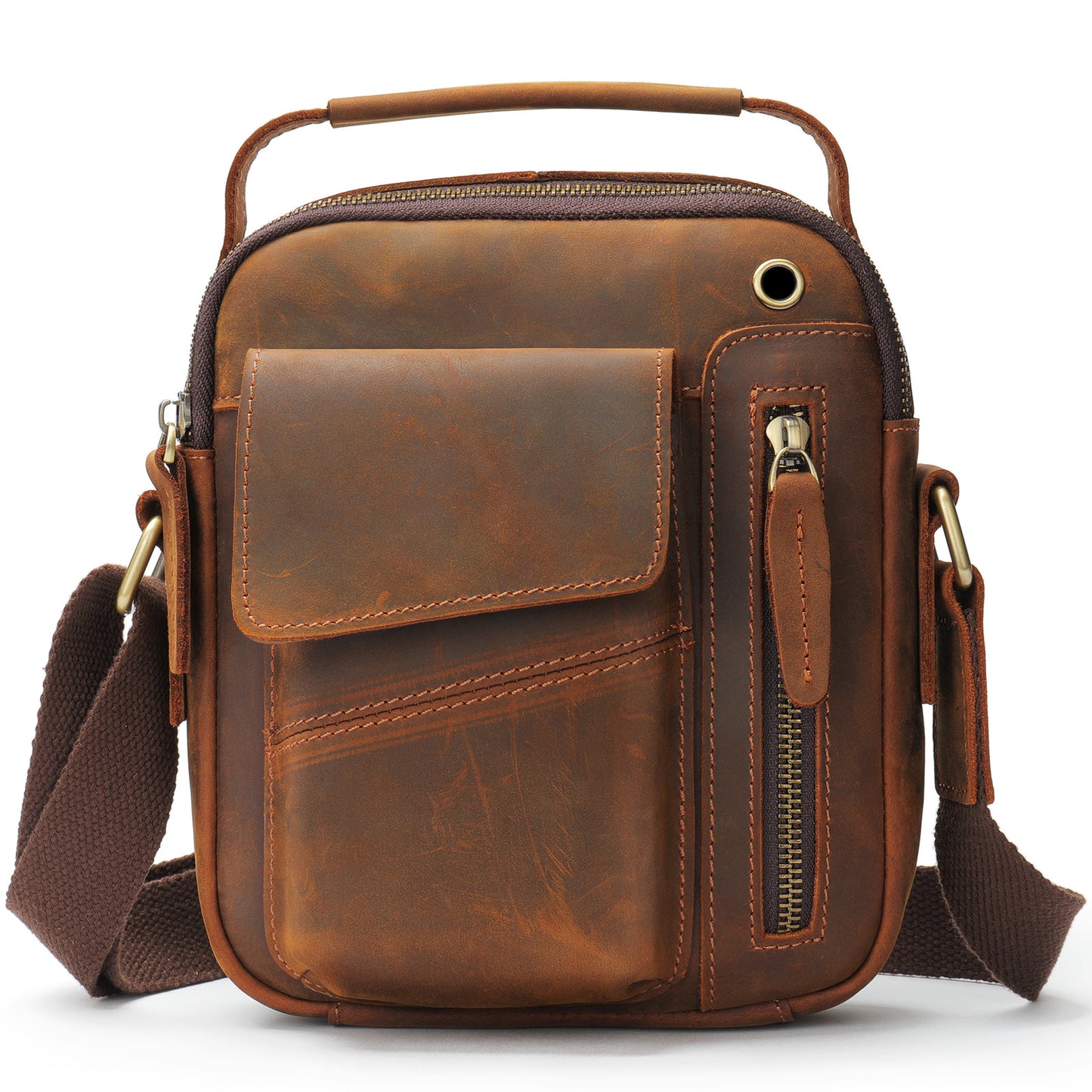 Men's Leather Fashion Crazy Horse First Layer Cowhide Men's Shoulder Bag