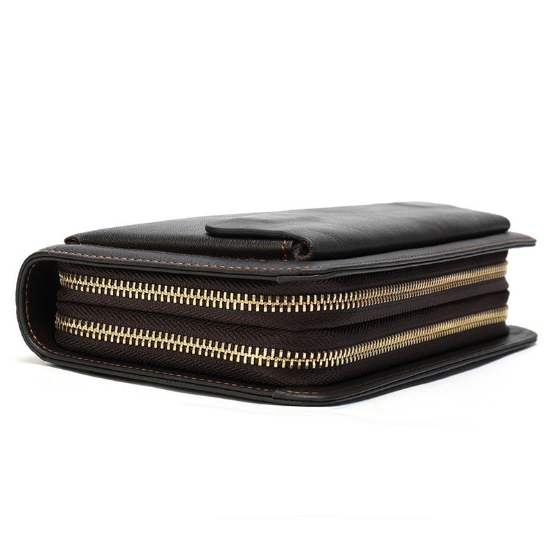 Leather Hand Grab Multiple Slots Large Handbags