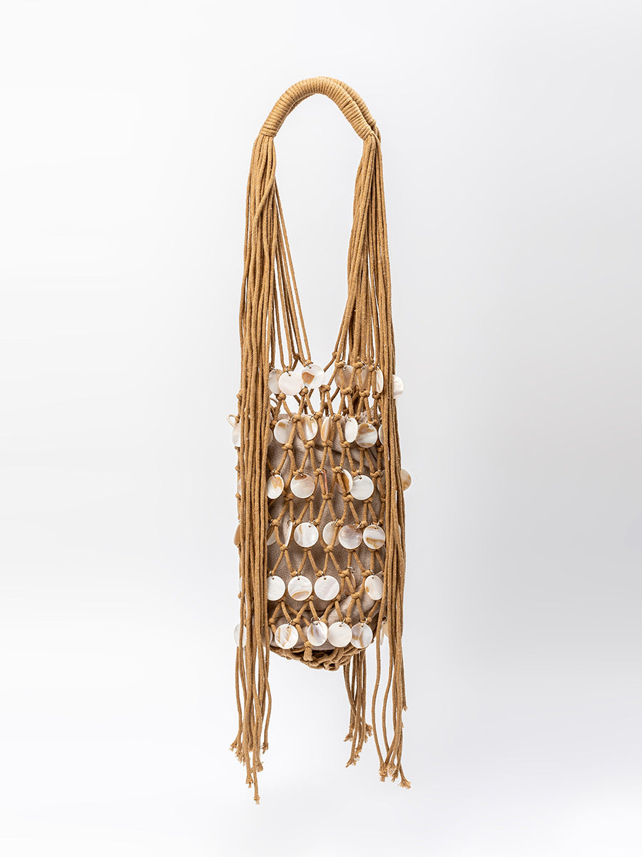 Women's Shell Patch Idle Style Net Hand-woven Women's Shoulder Bag