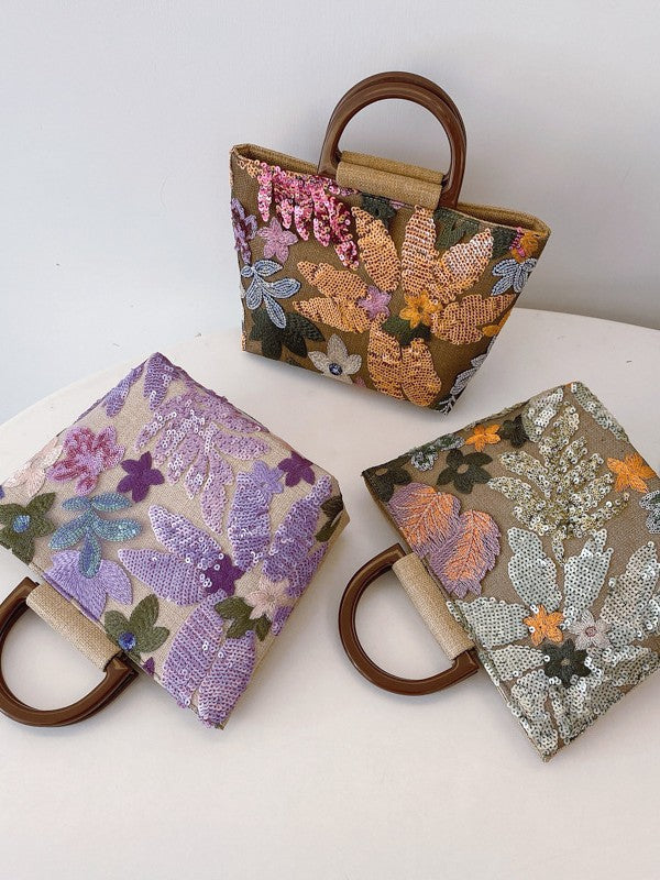 Summer Bamboo Advanced Texture Color Sequins Handbags