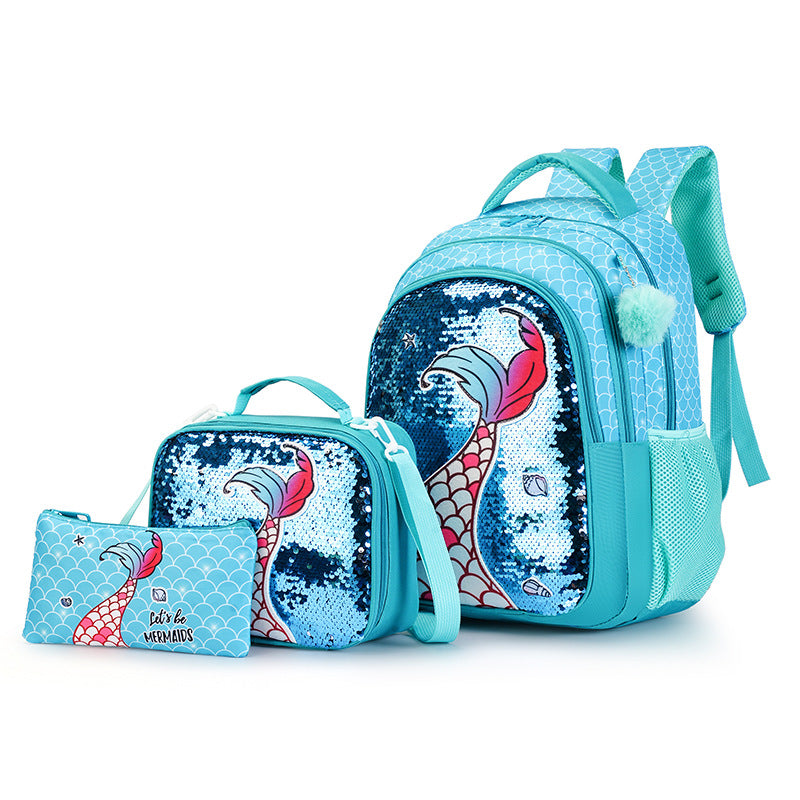 Children's Three-piece Unicorn Commuter Large Capacity Primary School Bag