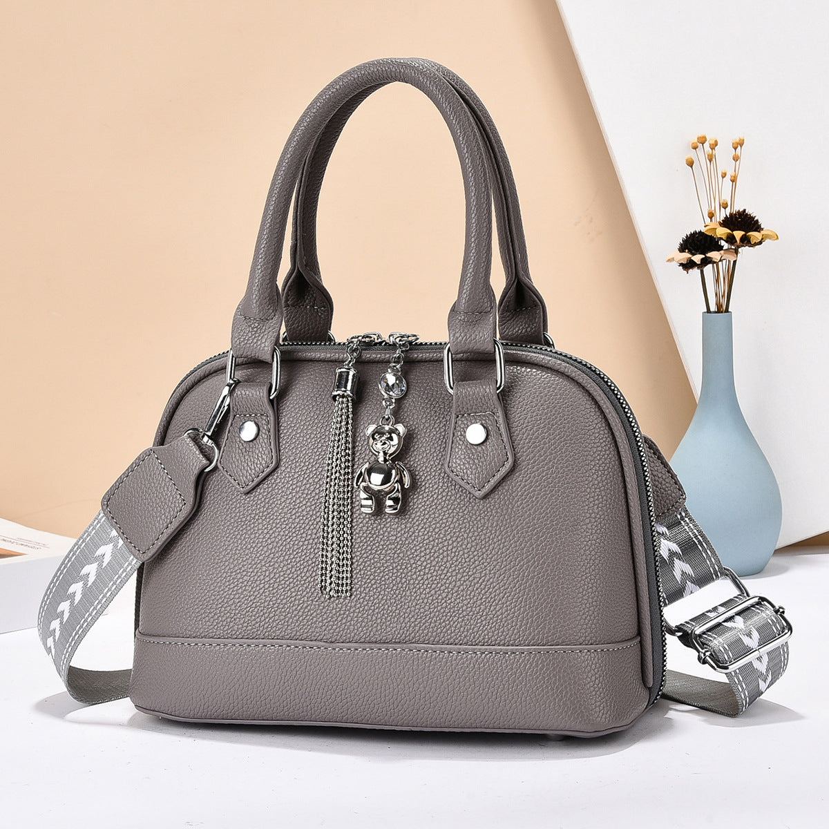 Women's Plaid Stitching Macaron Simple Elegant Fashion Women's Messenger Bag
