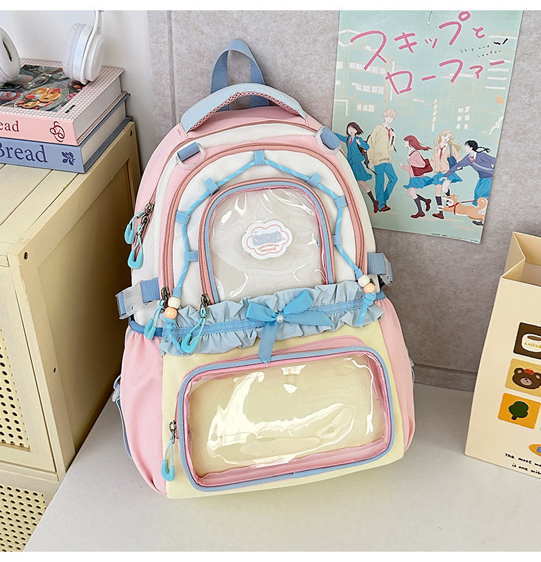 Translucent Female Leisure Korean High Style College Student Schoolbag