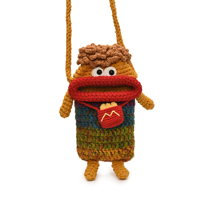 Women's Crochet Finished Cute Big Mouth Cartoon Bags
