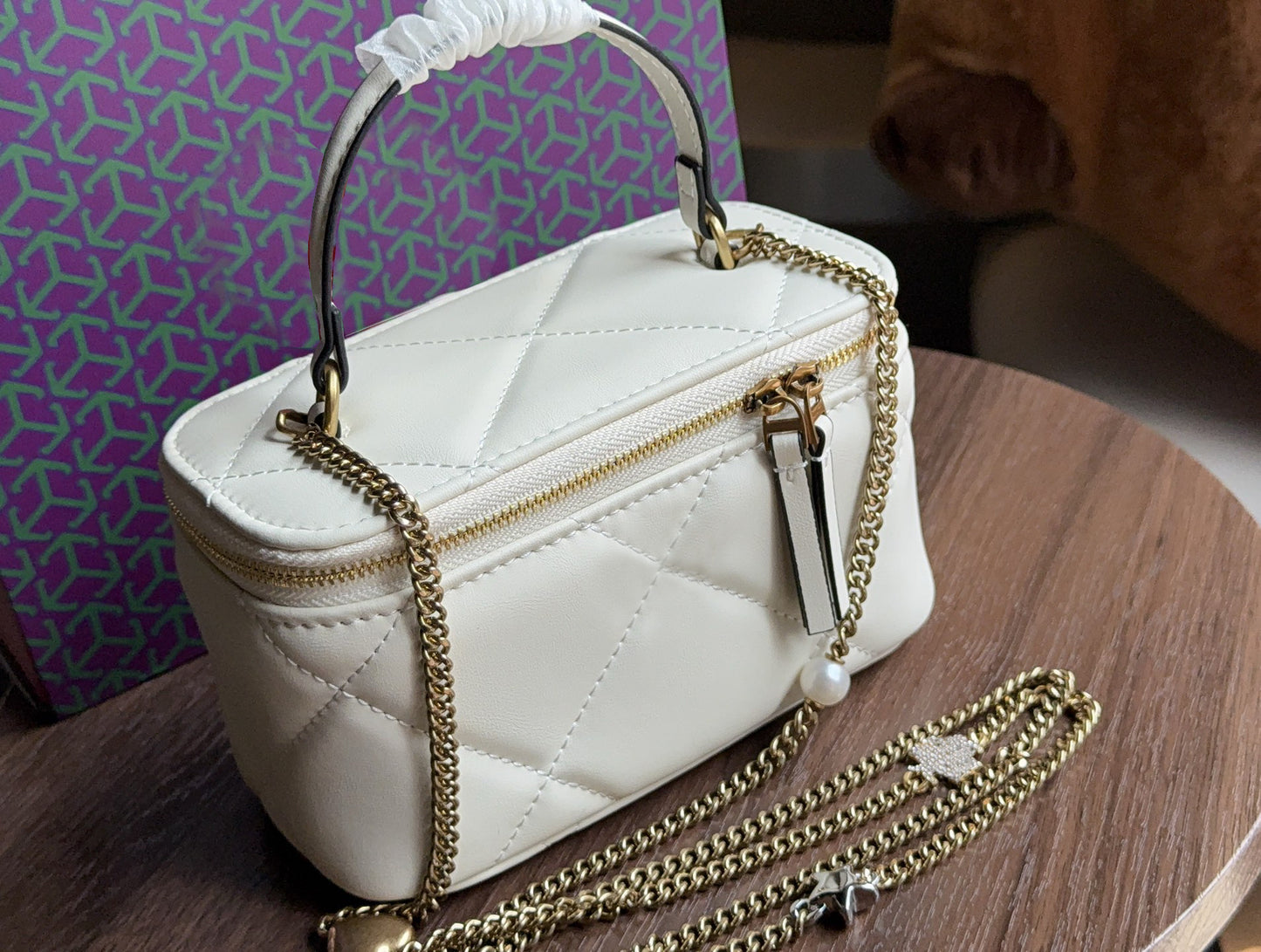 Cowhide Fashion Sheepskin Box Chain Lightweight Cosmetic Bags