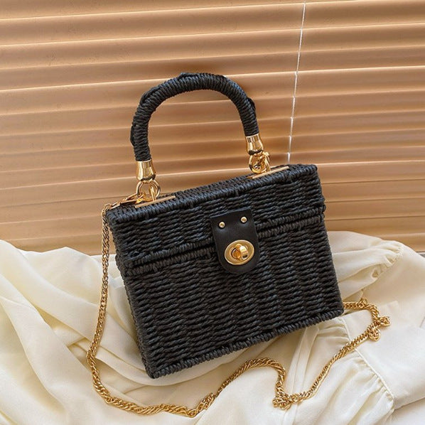 Women's Retro Straw Summer Stylish Beach Box Handbags