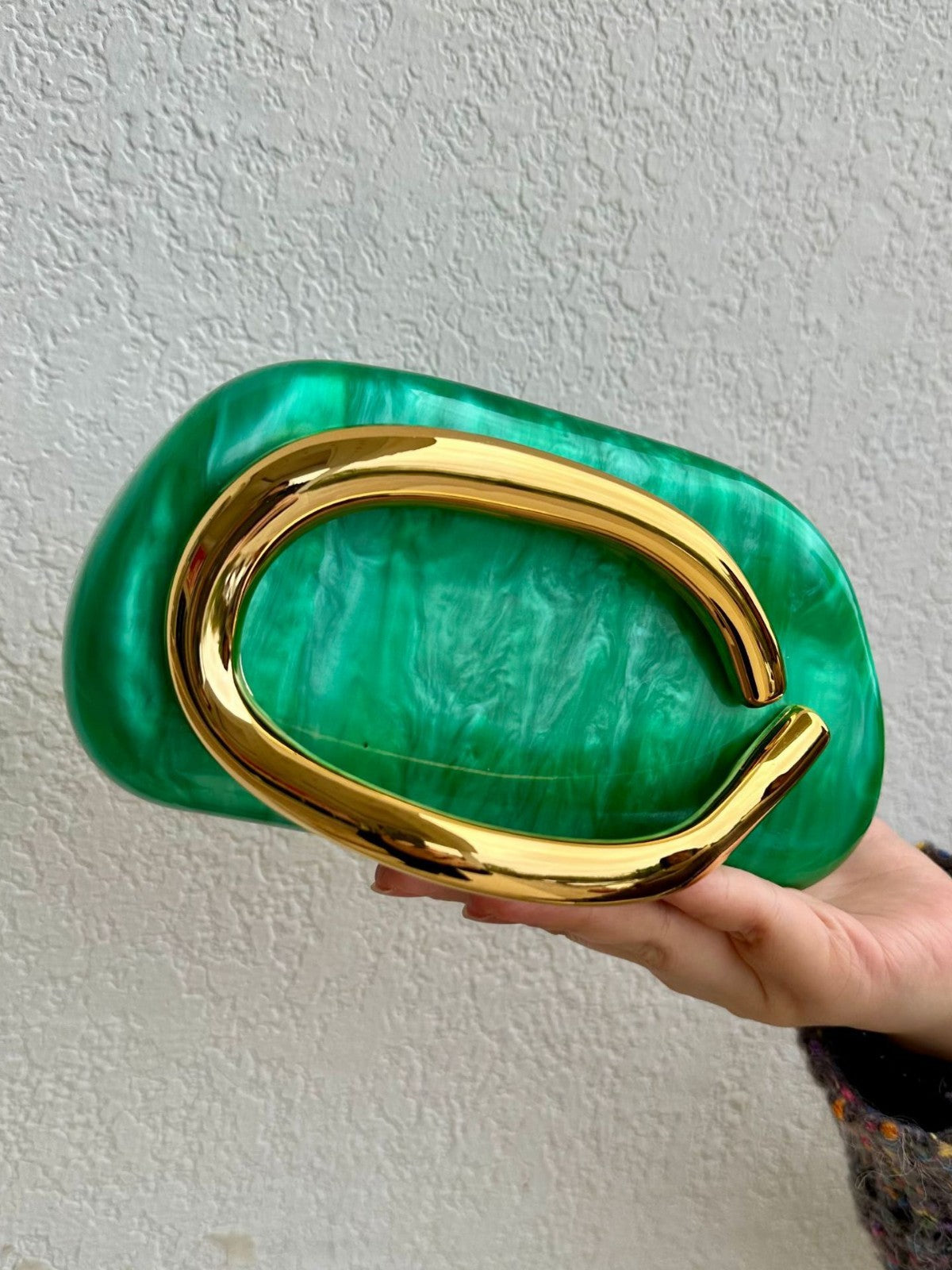 Trendy Classic Round Box Clutch Acrylic Vintage Dinner Bag