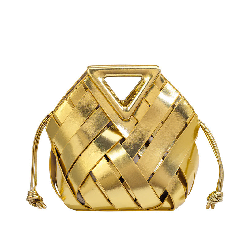 Women's Vegetable Basket Triangle Magnetic Woven Hollowed Women's Handbag