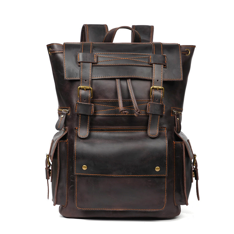 Top Layer Cowhide Large Capacity Retro Leather Leisure Backpack