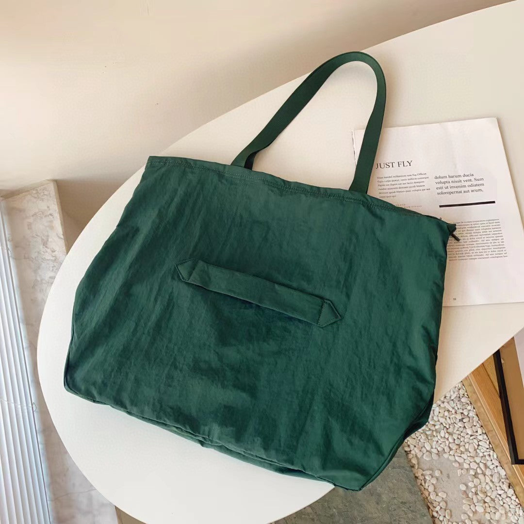Correct Version Solid Color Letter Large Capacity Nylon Tote Bag