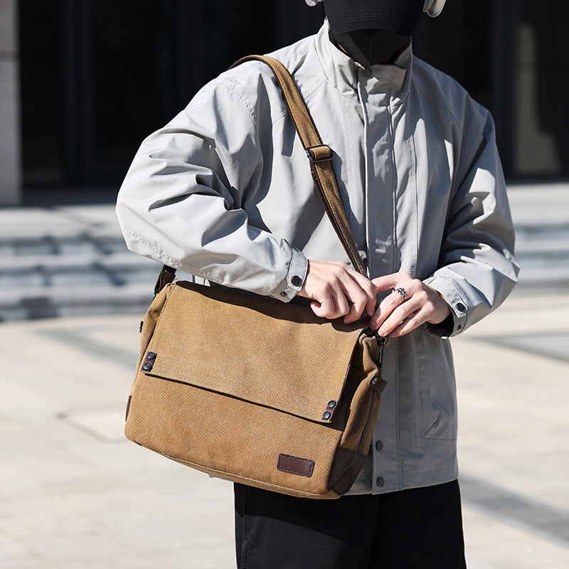 Men's Large Capacity Canvas Class Commuter Practical Men's Messenger Bags