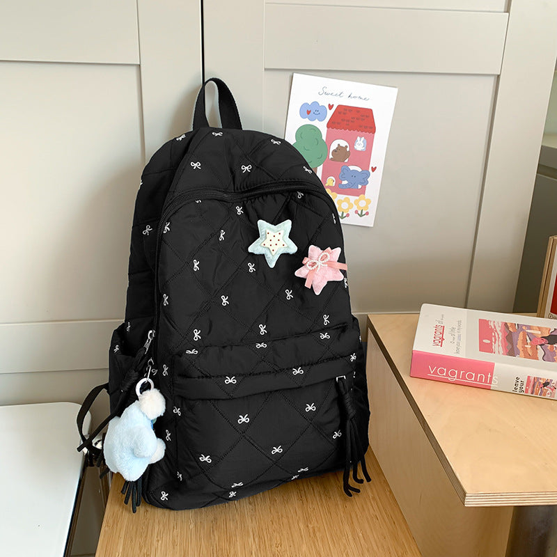 Junior High Good-looking Cotton Clothes Bow Backpacks