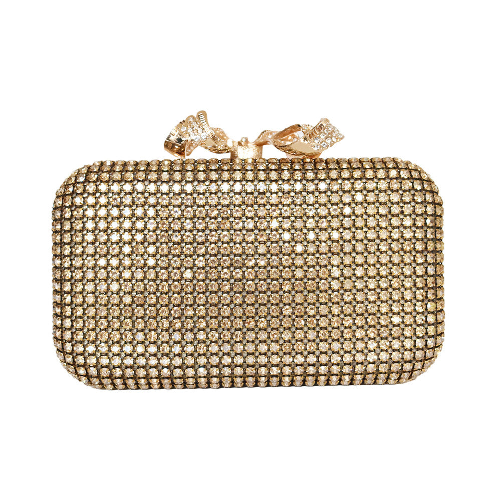 Women's Net Drill Rhinestone Dress Butterfly Skirt With Head Dinner Bag