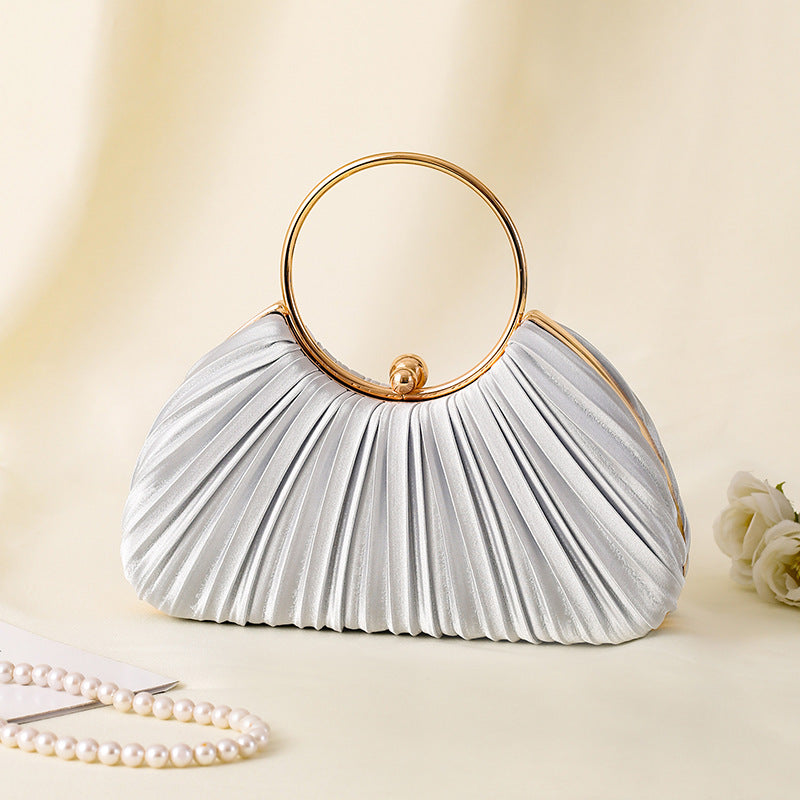 Women's Pleated Temperament Banquet Clutch Dress Garment Handbags