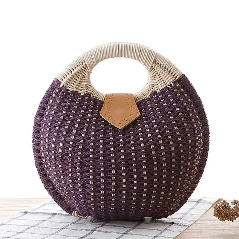 Women's Hair Fashion Shell Cute Personality Rattan Handbags