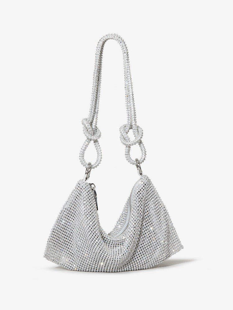 Studded Hand Crystal Metal Sequins Full Rhinestone Dumpling Underarm High Women's Handbag
