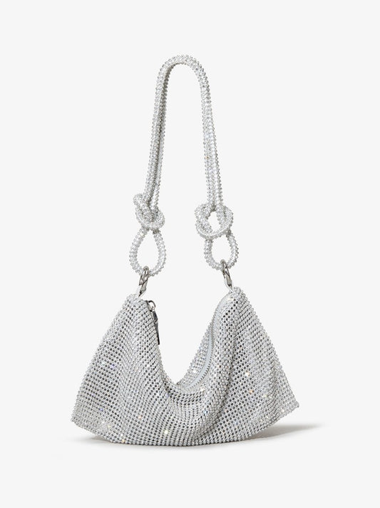 Studded Hand Crystal Metal Sequins Full Rhinestone Dumpling Underarm High Women's Handbag