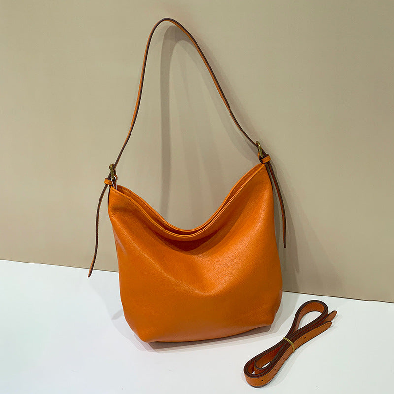 First Layer Cowhide Dumpling Genuine Leather Fashion Simple Large Women's Messenger Bag