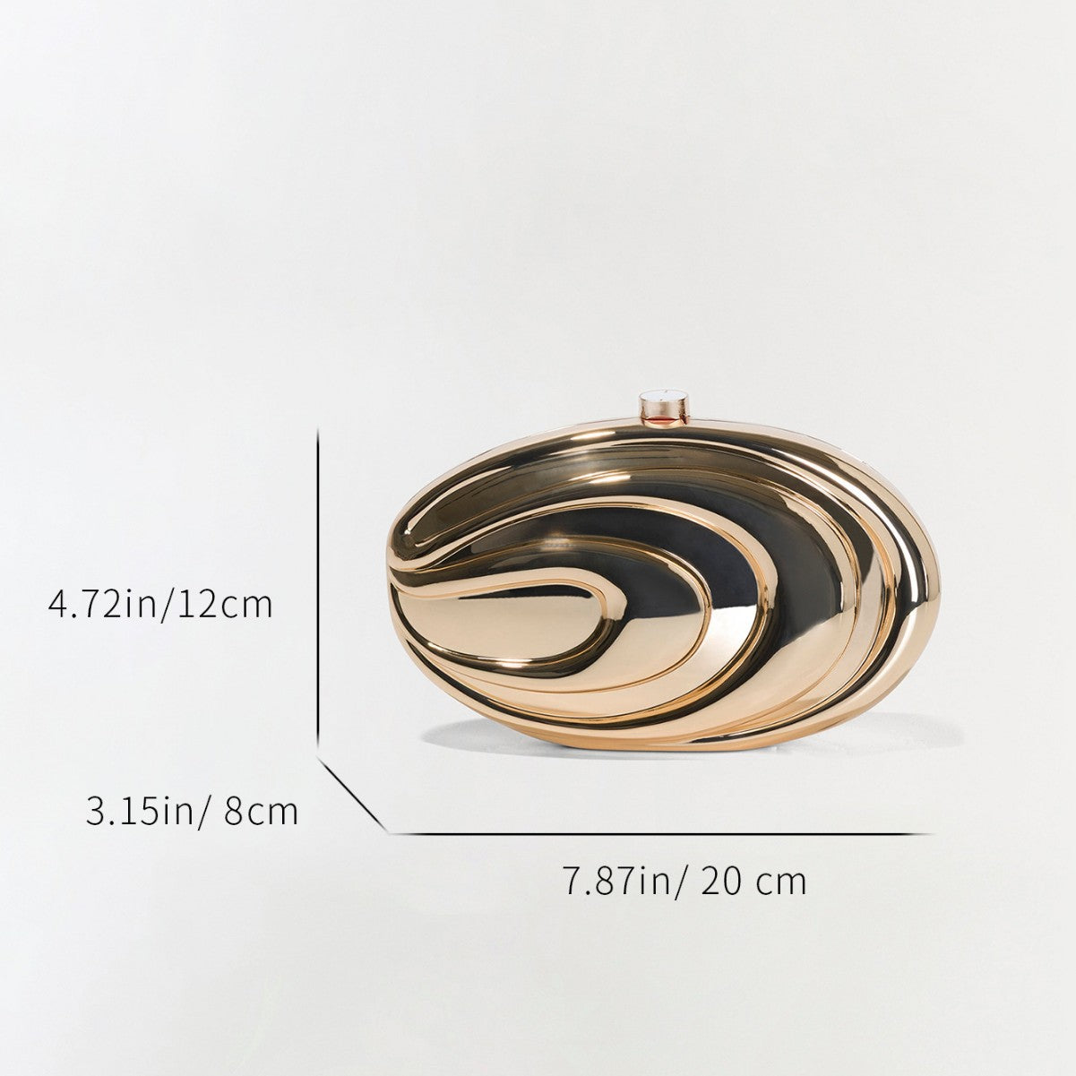 Mirror Polishing Process Oval Clutch Glossy Dinner Bag