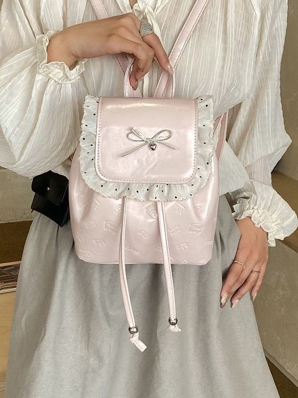 Korean Style Sweet Bow Female Design Cute Kitten Leisure Backpack