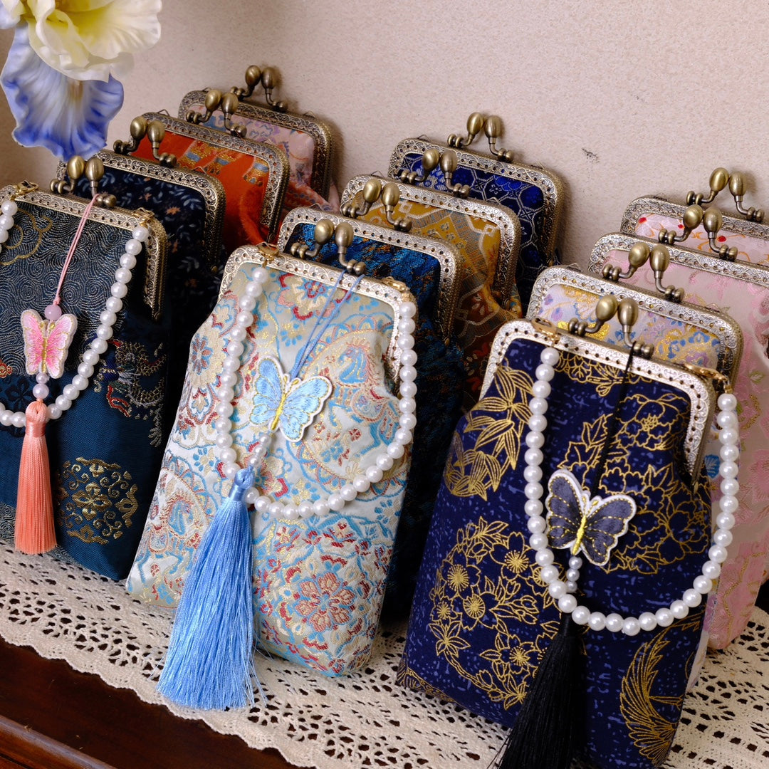 Finished Ancient Style Female Vertical Mobile Retro Tassel Frame Women's Handbag