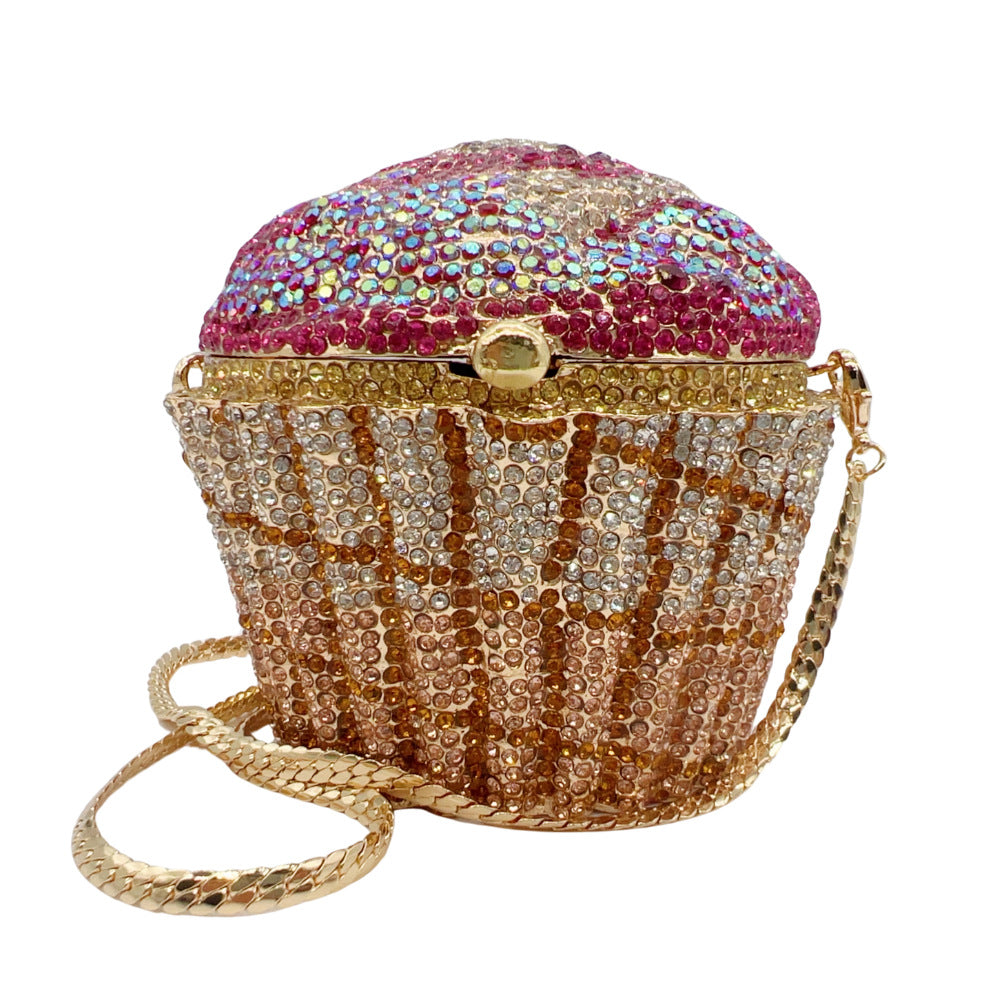 Women's Cake Ice Cream Full Diamond Metal Banquet Bags