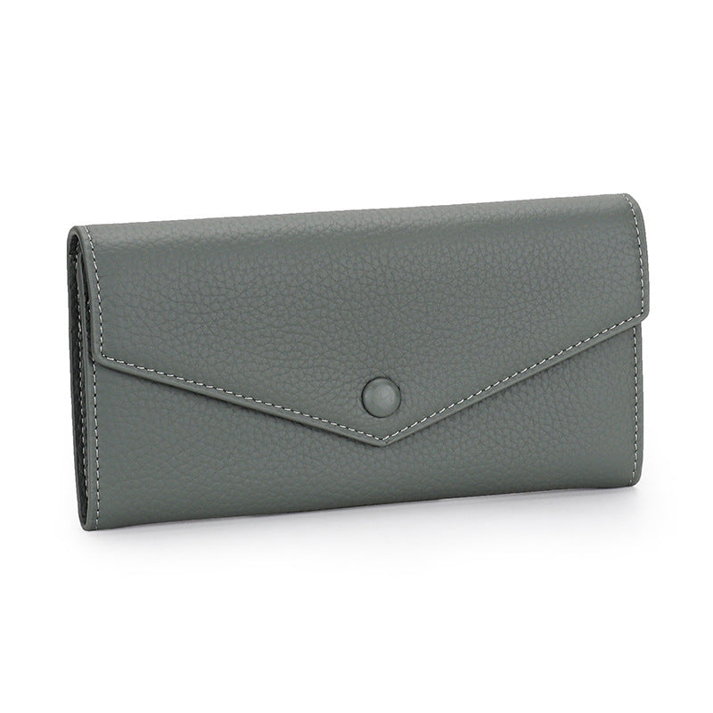 Women's Full Cowhide Long Large Capacity Genuine Ladies Wallet